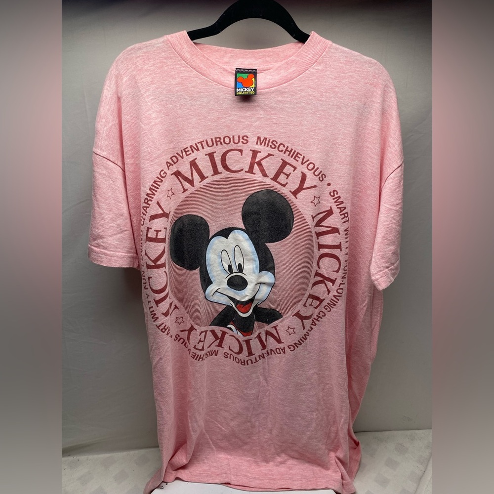 Vintage Disney Mickey Mouse Adventure Shirt Unisex Extra Large Pink Basics 90s